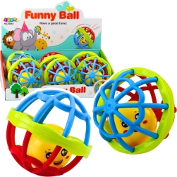 Pelota sensorial de goma con sonajero, elástica y colorida