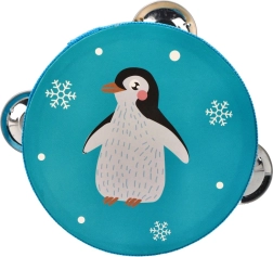 Pandereta infantil con pingüino 13 cm