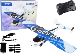 Avión RC con luces LED, azul y blanco