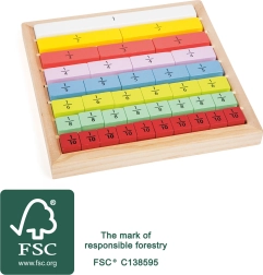 Pequeña Foot tabla educativa de fracciones de madera de colores