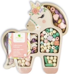 Cuentas de madera pastel Unicornio, 170 uds.