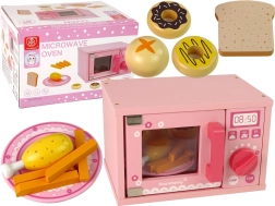 Microondas de madera para niños – juego rosa con comida