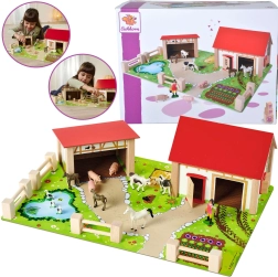 Granja de madera Eichhorn con animalitos, 20 piezas
