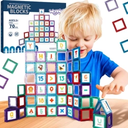 Woopie bloques de construcción magnéticos – cubos espaciales con números, 70 piezas