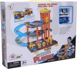 Garaje de plástico con elevador y 2 coches