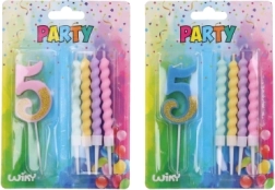 Vela de fiesta número 5 con velas complementarias