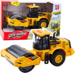 Rodillo compactador de carretera con rodillo giratorio y rodillo prensador con luces y sonidos - amarillo