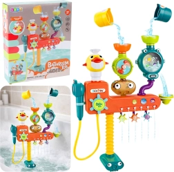 Juguete de baño vertedor con patito, molinetes y vasitos