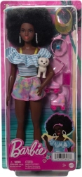 Barbie muñeca de moda deluxe – patinadora trendy con accesorios y un perrito