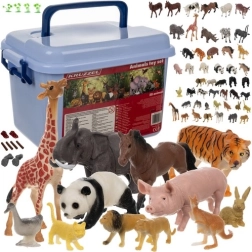 Juego de figuras de animales KRUZZEL en maletín – granja, safari y bosque, 48 uds