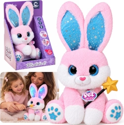 Conejito de peluche interactivo rosa de 30 cm: baila, se ilumina y reproduce música con una varita mágica - 1 unidad
