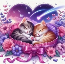 Pintura con diamantes Gatitos durmiendo 30 × 40 cm