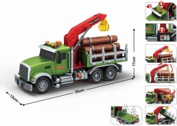 Camión de transporte con grúa y troncos de madera 1:14
