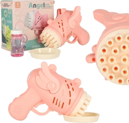 Pistola rosa de burbujas con alas