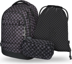 Conjunto de material escolar BAAGL Skate Max gris: mochila, estuche y bolsa