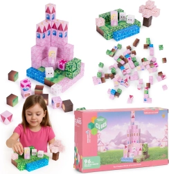 Bloques de construcción magnéticos 96 uds – castillo rosa con princesa