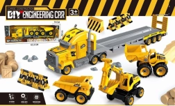 Camión – grúa con vehículos de construcción