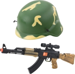 Set militar para niños con casco y rifle de juguete con sonido