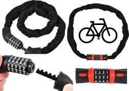 Candado de cadena para bicicleta con código numérico de 5 dígitos