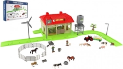 Set de granja doméstica con animales y tractor