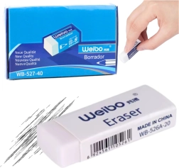 Goma de borrar blanca escolar y de oficina WEIBO 3,5 cm
