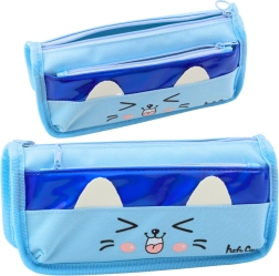 Estuche de dos compartimentos con motivo de gato azul 22 cm