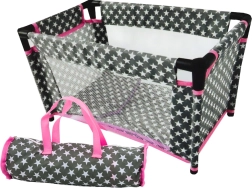 Cuna para muñecas con estrellitas Alice gris‑rosa