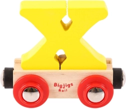 Vagón de madera con la letra X - Bigjigs Rail