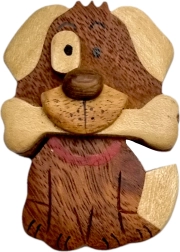 Imán de madera perro con hueso – grande