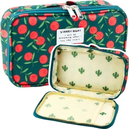 Estuche escolar con estampado de cerezas, verde, 22,5 cm