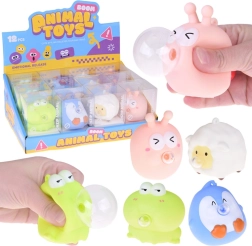 Juguete antiestrés apretable con forma de animal y globo inflable