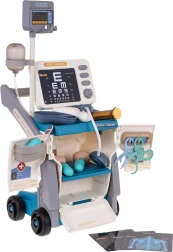 Carrito médico con ECG y accesorios – set infantil azul