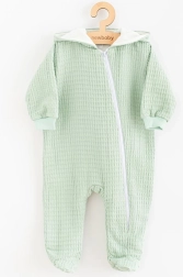 Mono infantil de muselina con capucha color salvia