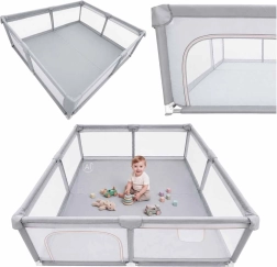 Parque infantil plegable con entrada lateral con cremallera 180 × 200 cm, gris