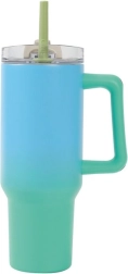 Gran termo con pajita – verde, 1200 ml