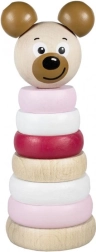 Pirámide de madera con cabeza de oso rosa