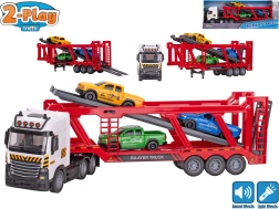 Transportador de coches 2-Play Traffic con motor de inercia con luz y sonido + 3 cochecitos 38 cm