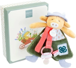Vaca de peluche Aneth con sujeción para chupete 19 cm