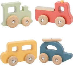 Viga PolarB set de vehículos de madera de colores, 4 uds.