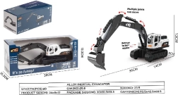 Excavadora metálica blanca sobre orugas