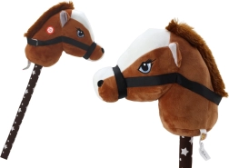 Caballo hobby – cabeza de caballo de peluche en palo con sonidos, marrón oscuro