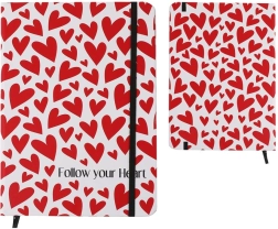 Notas A5 con tapa dura y corazones