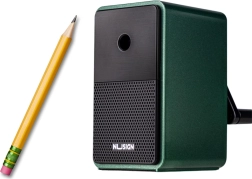 Sacapuntas de manivela con depósito y ajuste de cuchilla verde