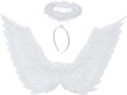 Ruhhy alas de ángel blancas con aureola 46 × 48 cm - 1 pieza