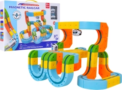 Pista magnética de coches de colores, 97 piezas