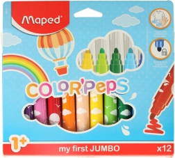 Rotuladores para niños pequeños 1+ MAPED Color’Peps Early Age, 12 colores