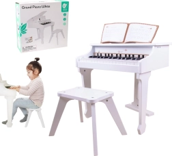 Pianito infantil blanco con banqueta y libro de partituras CLASSIC WORLD