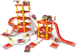 Gran garaje de estacionamiento de bomberos con gasolinera, 4 pisos, 100 piezas