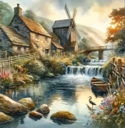 Norimpex pintura de diamantes molino en el río 30 × 40 cm