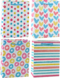 Bolsa de regalo colorida: corazones, estrellitas, lunares, rayas